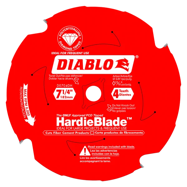 DIABLO 7-1/4" 4-TOOTH HARDIE FIBER CEMENT BLADE - Kilrich Building Centres