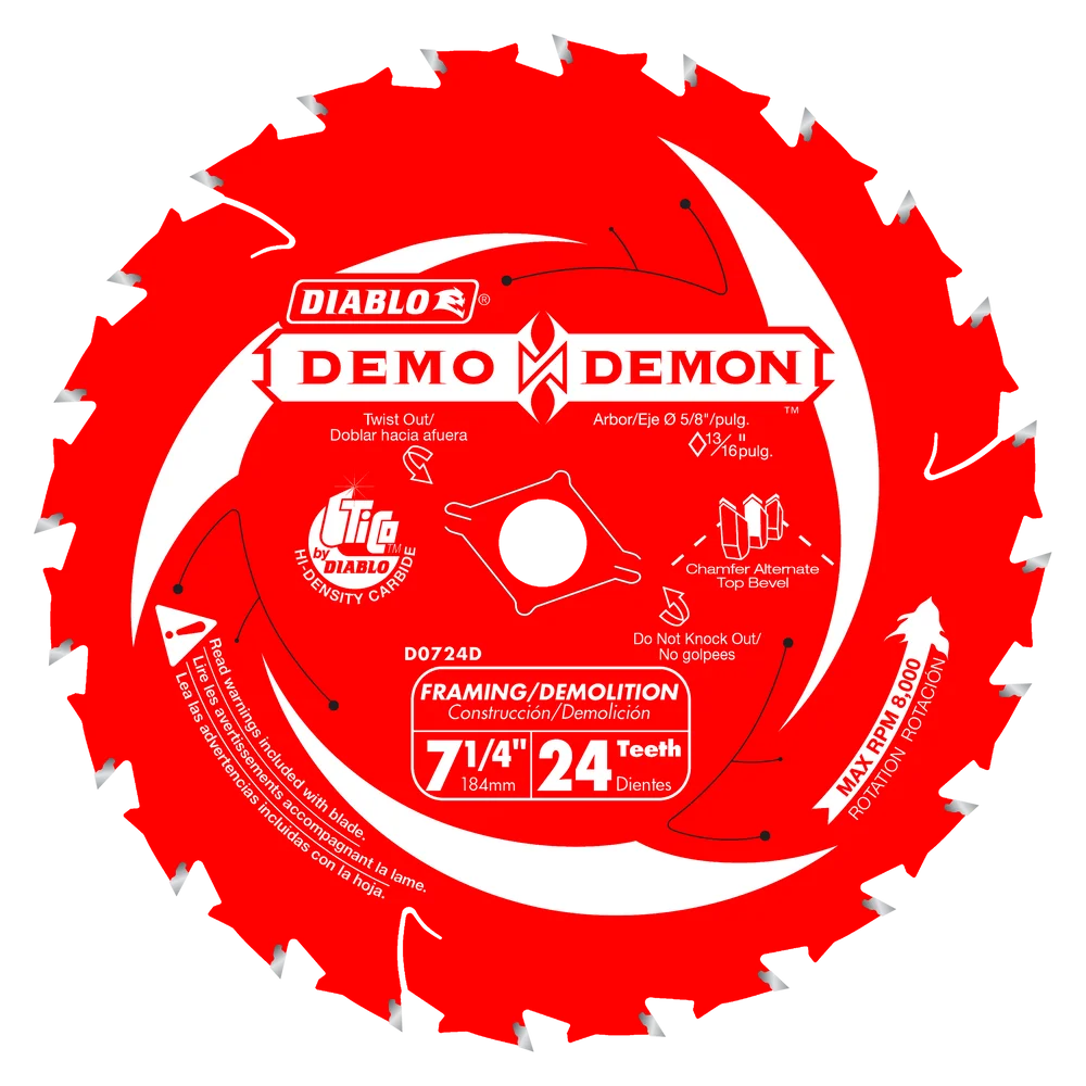 DIABLO 7-1/4" 24-TOOTH FRAMING / DEMOLITION CIRCULAR SAW BLADE - Kilrich Building Centres