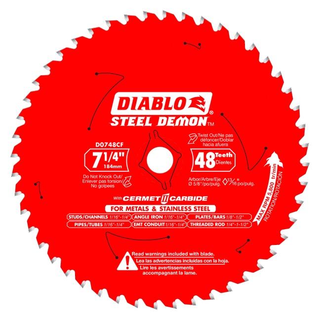 DIABLO 7-1/4" 48-TOOTH METAL / STAINLESS STEEL CIRCULAR SAW BLADE - Kilrich Building Centres