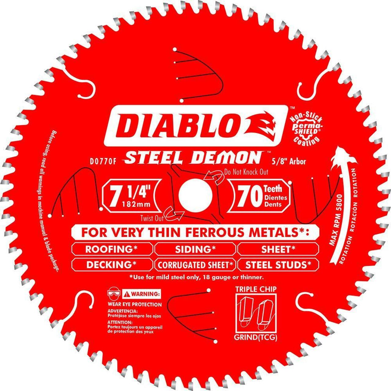 DIABLO 7-1/4" 70-TOOTH FERROUS METALS CIRCULAR SAW BLADE - Kilrich Building Centres