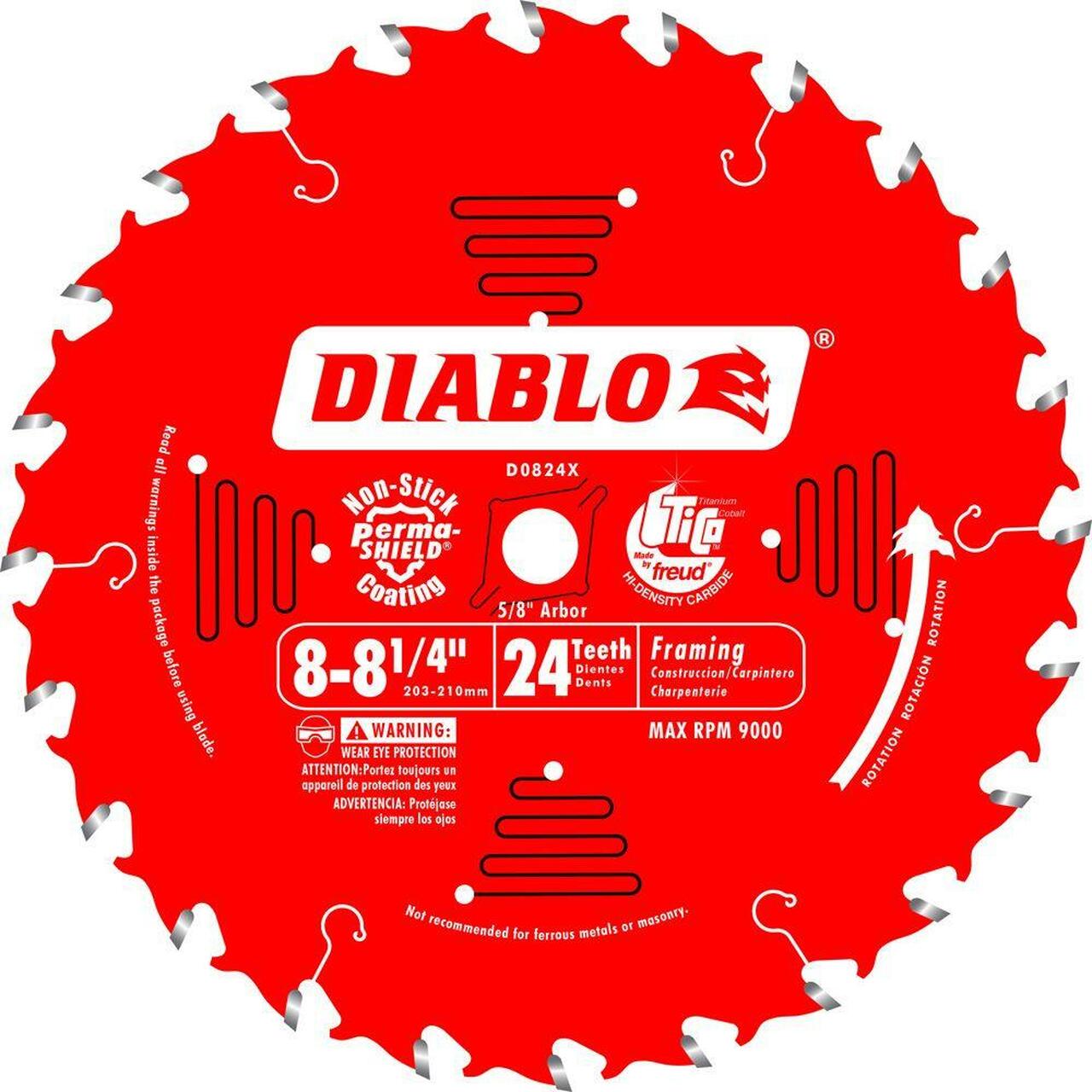 DIABLO 8-1/4" 24-TOOTH FRAMING CIRCULAR SAW BLADE - Kilrich Building Centres