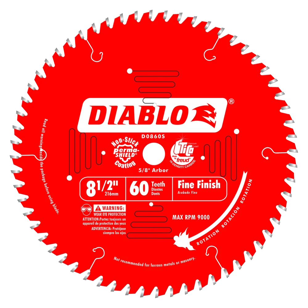 DIABLO 8-1/2" 60-TOOTH FINE FINISH CIRCULAR SAW BLADE - Kilrich Building Centres