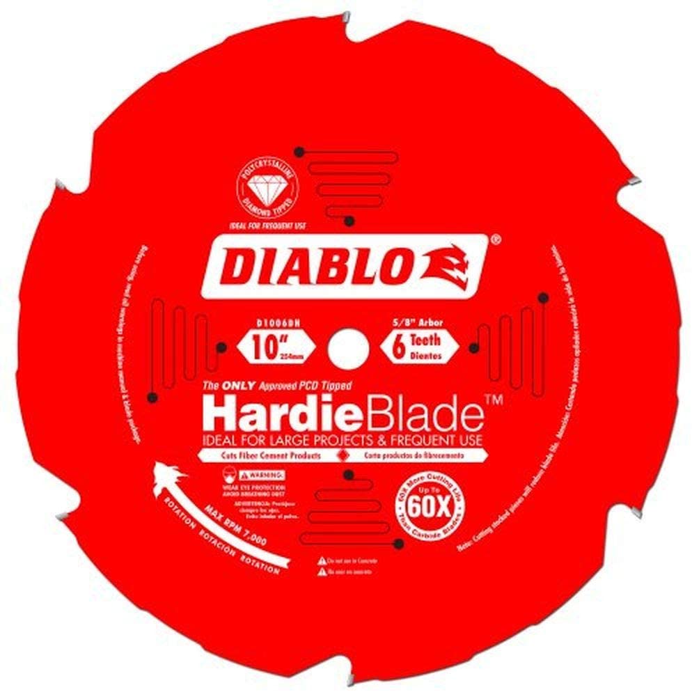 DIABLO 10" 6-TOOTH HARDIE FIBRE CEMENT CIRCULAR SAW BLADE - Kilrich Building Centres