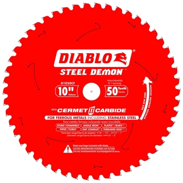 DIABLO 10" 50-TOOTH FERROUS METAL CIRCULAR SAW BLADE - Kilrich Building Centres