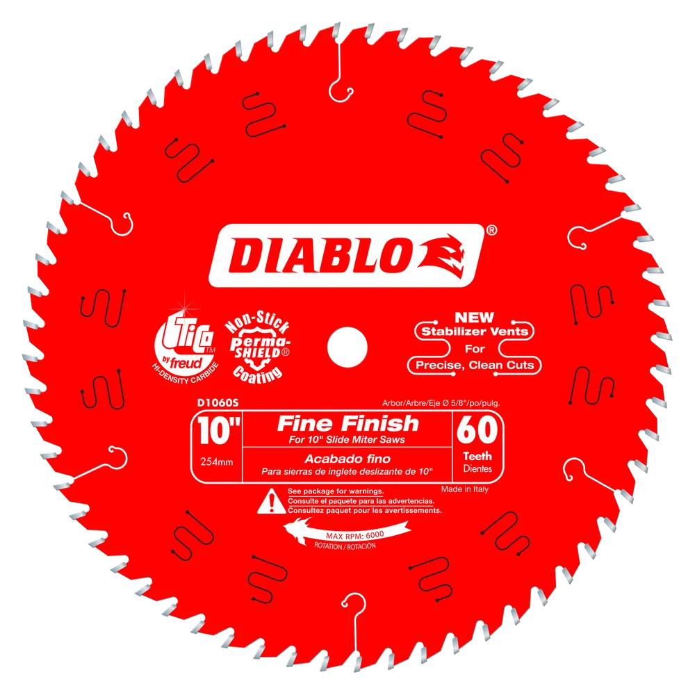 DIABLO 10" 60-TOOTH FINE FINISH CIRCULAR SAW BLADE - Kilrich Building Centres