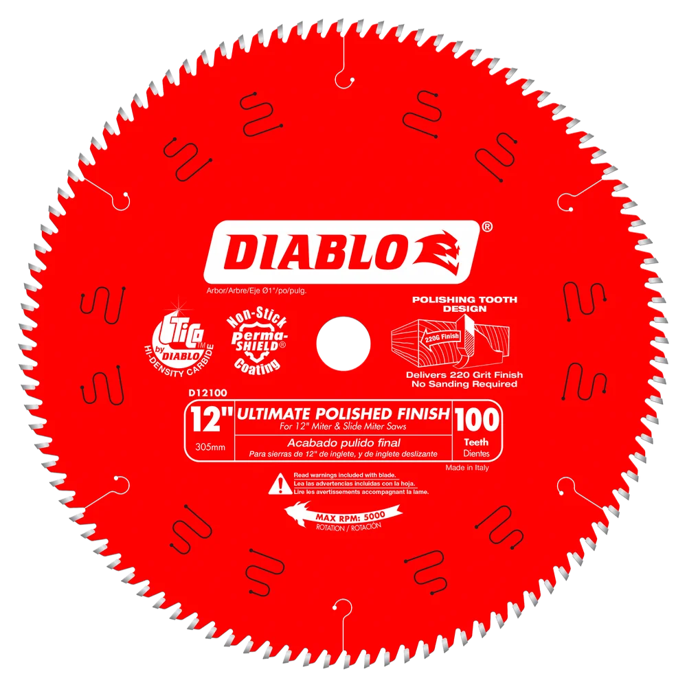 DIABLO 12" 100-TOOTH ULTIMATE POLISHED FINISH CIRCULAR SAW BLADE - Kilrich Building Centres