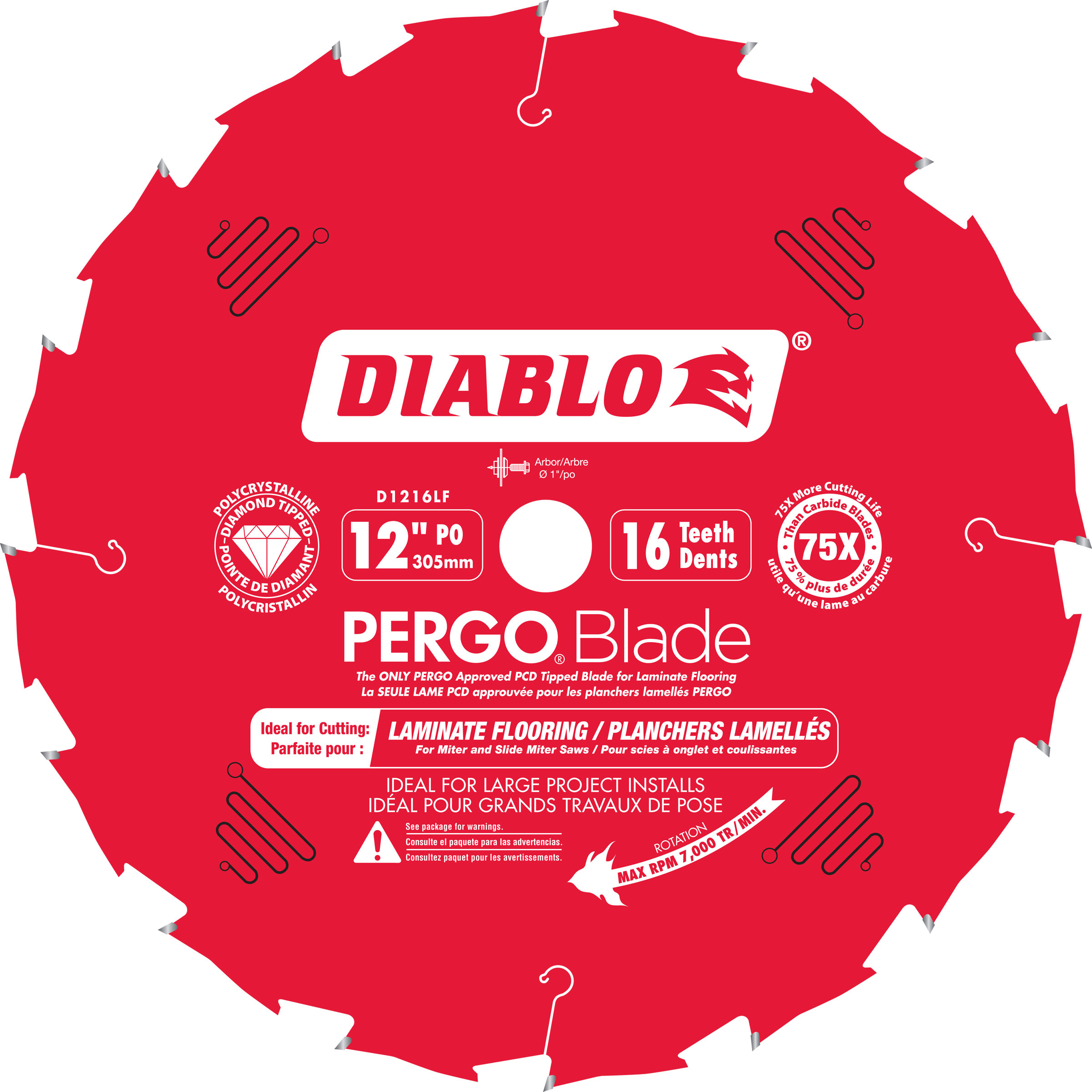 DIABLO 12" 16-TOOTH PERGO LAMINATE FLOORING CIRCULAR SAW BLADE - Kilrich Building Centres