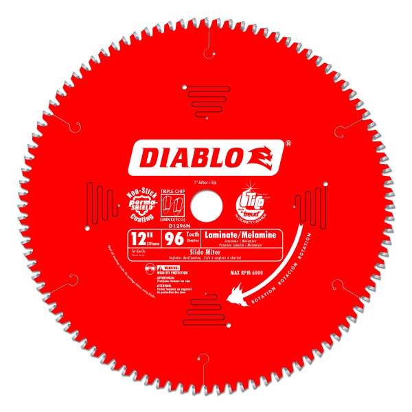 DIABLO 12" 96-TOOTH LAMINATE / MELAMINE CIRCULAR SAW BLADE - Kilrich Building Centres