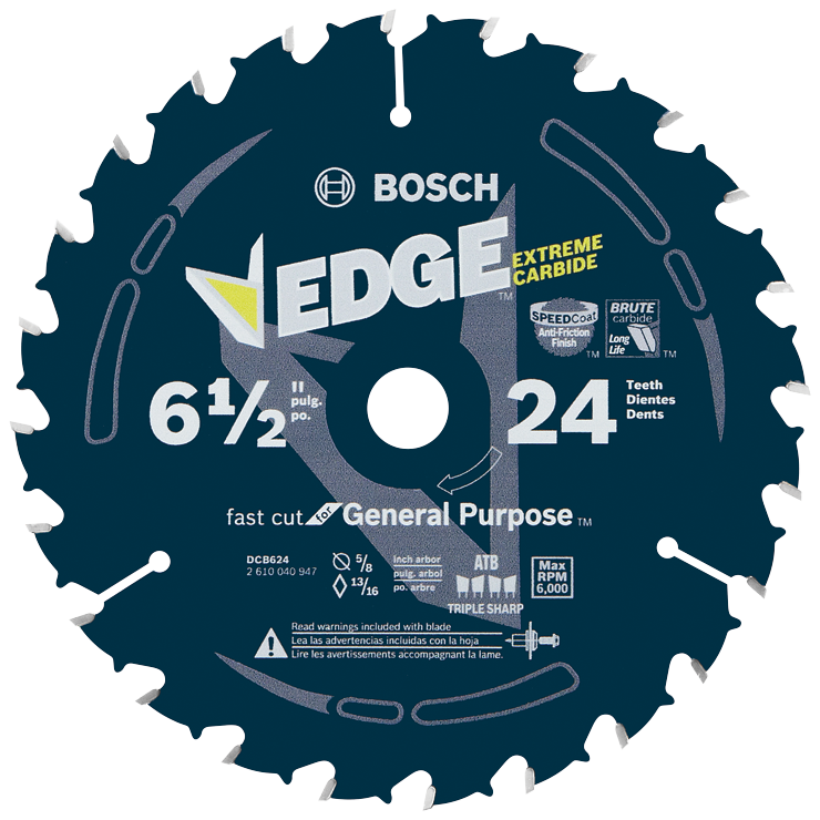  BOSCH EDGE 6-1/2" 24-TOOTH CIRCULAR SAW BLADE (FOR FRAMING) - Kilrich Building Centres