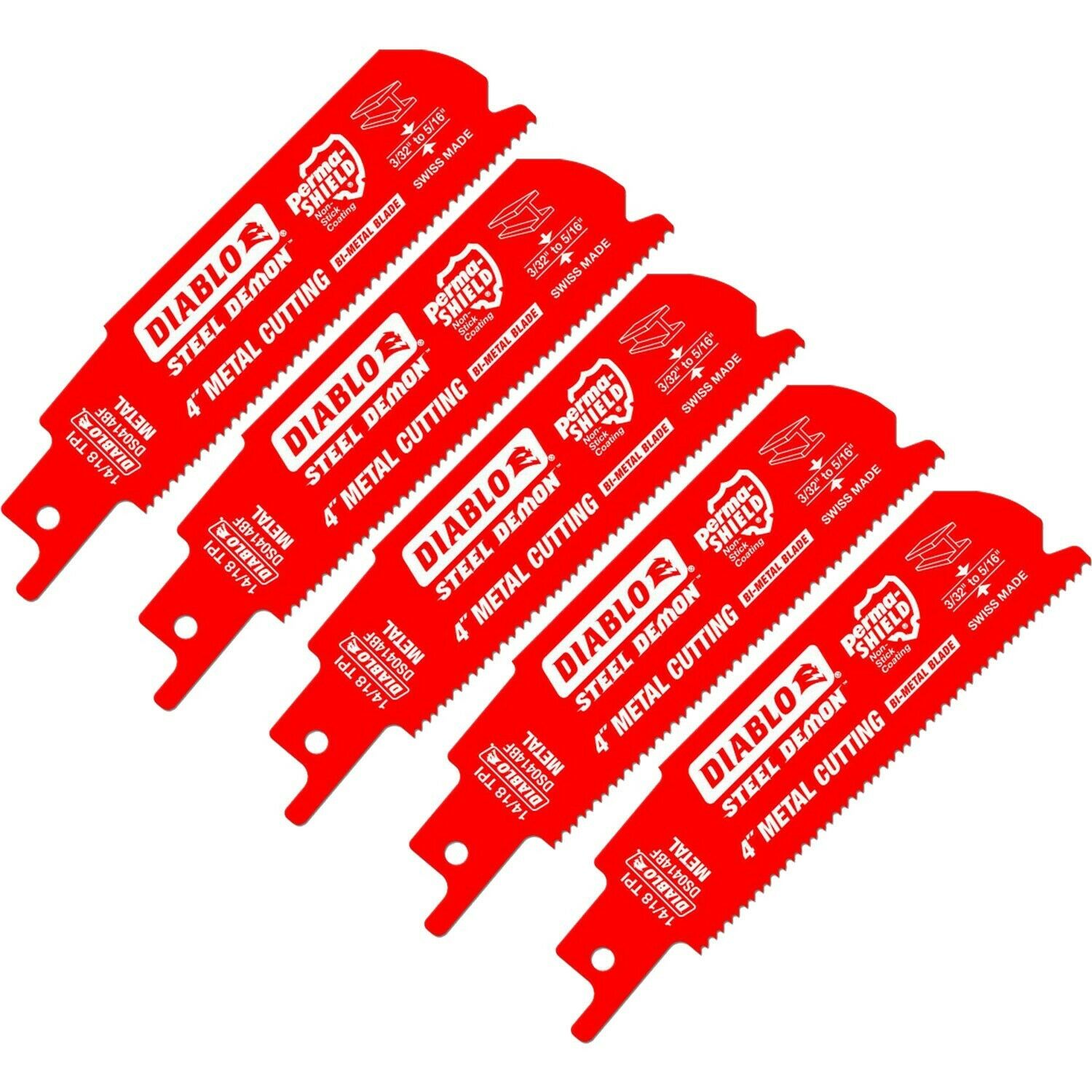 DIABLO 4" 14/18-TPI MEDIUM METAL RECIPROCATING SAW BLADES - 5 PACK - Kilrich Building Centres