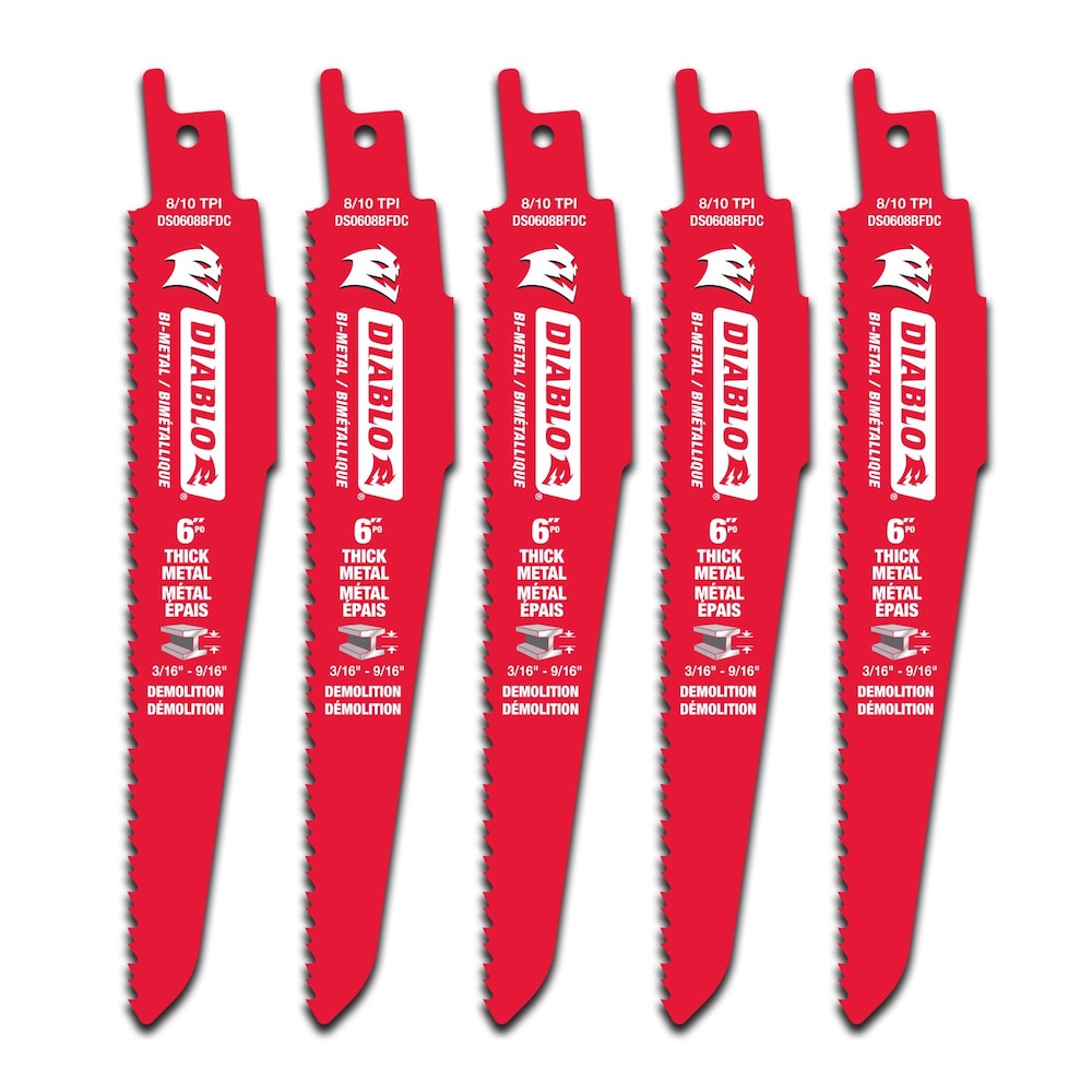 DIABLO 6" 8/10-TPI THICK METAL RECIPROCATING SAW BLADES - 5 PACK - Kilrich Building Centres