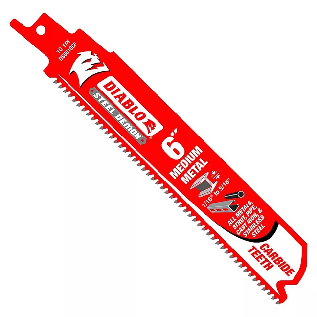 DIABLO 6" 10-TPI CARBIDE-TIPPED MEDIUM METAL RECIPROCATING SAW BLADE - Kilrich Building Centres