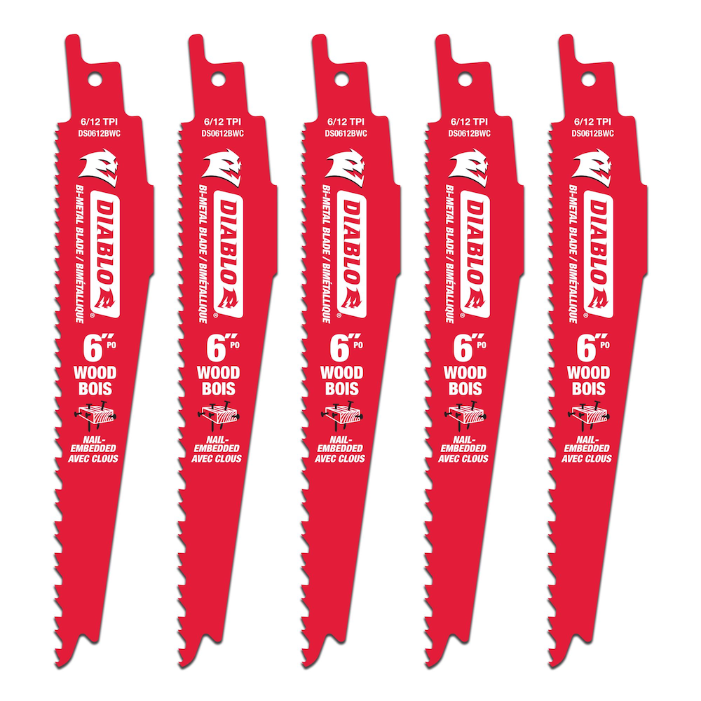 DIABLO 6" 6/12-TPI BI-METAL RECIPROCATING SAW BLADE - 5 PACK - Kilrich Building Centres