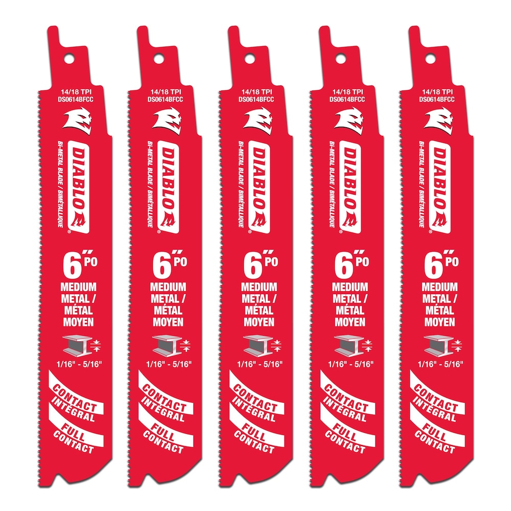 DIABLO 6" 14/18-TPI BI-METAL RECIPROCATING SAW BLADE - 5 PACK - Kilrich Building Centres