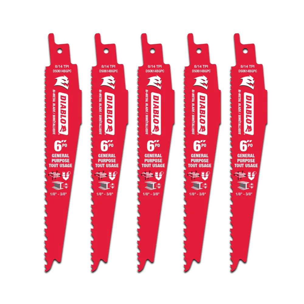 DIABLO 6" 8/14-TPI GENERAL PURPOSE RECIPROCATING SAW BLADE - 5 PACK - Kilrich Building Centres