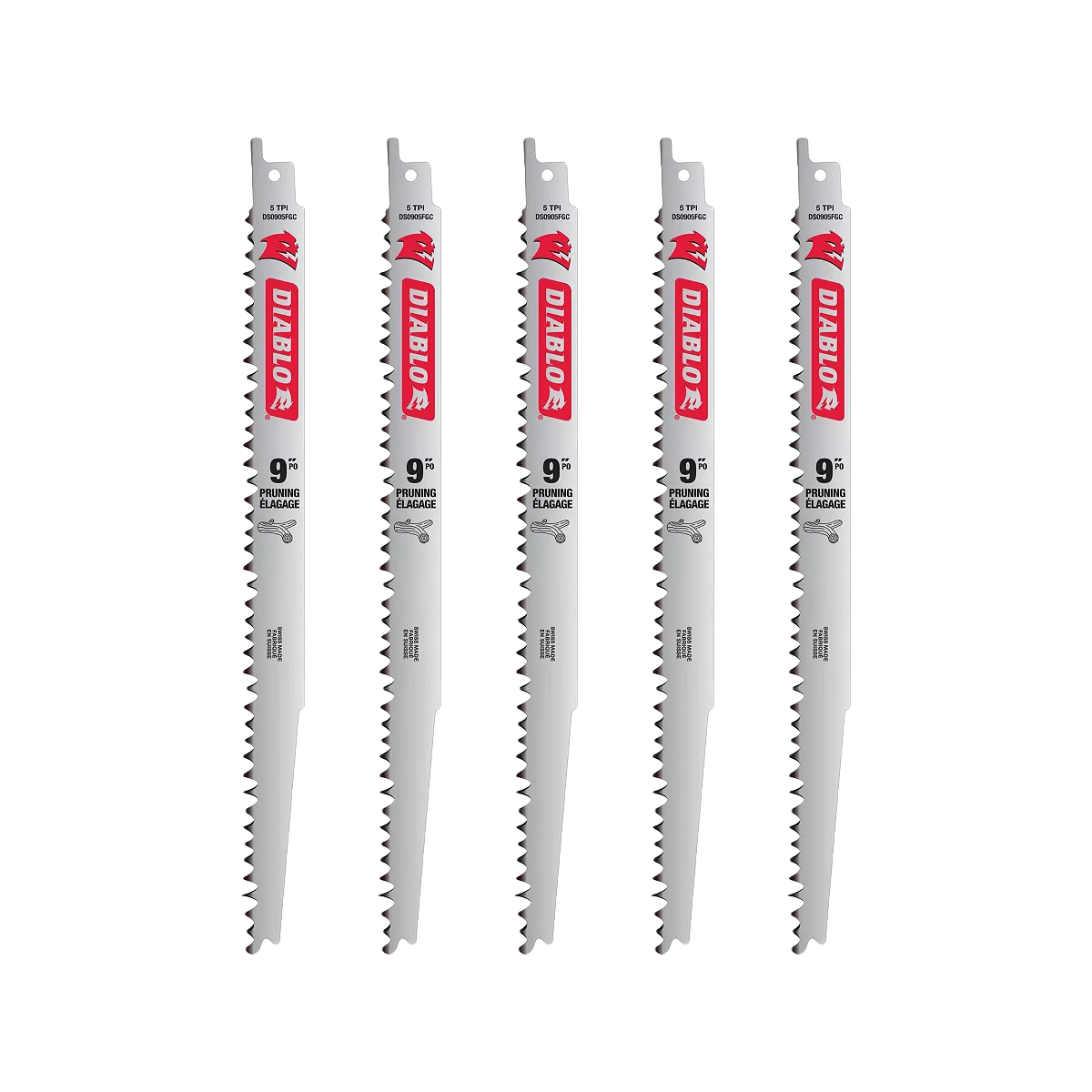 DIABLO 9" 5-TPI FLEAM-GRIND PRUNING RECIPROCATING SAW BLADES - 5 PACK - Kilrich Building Centres