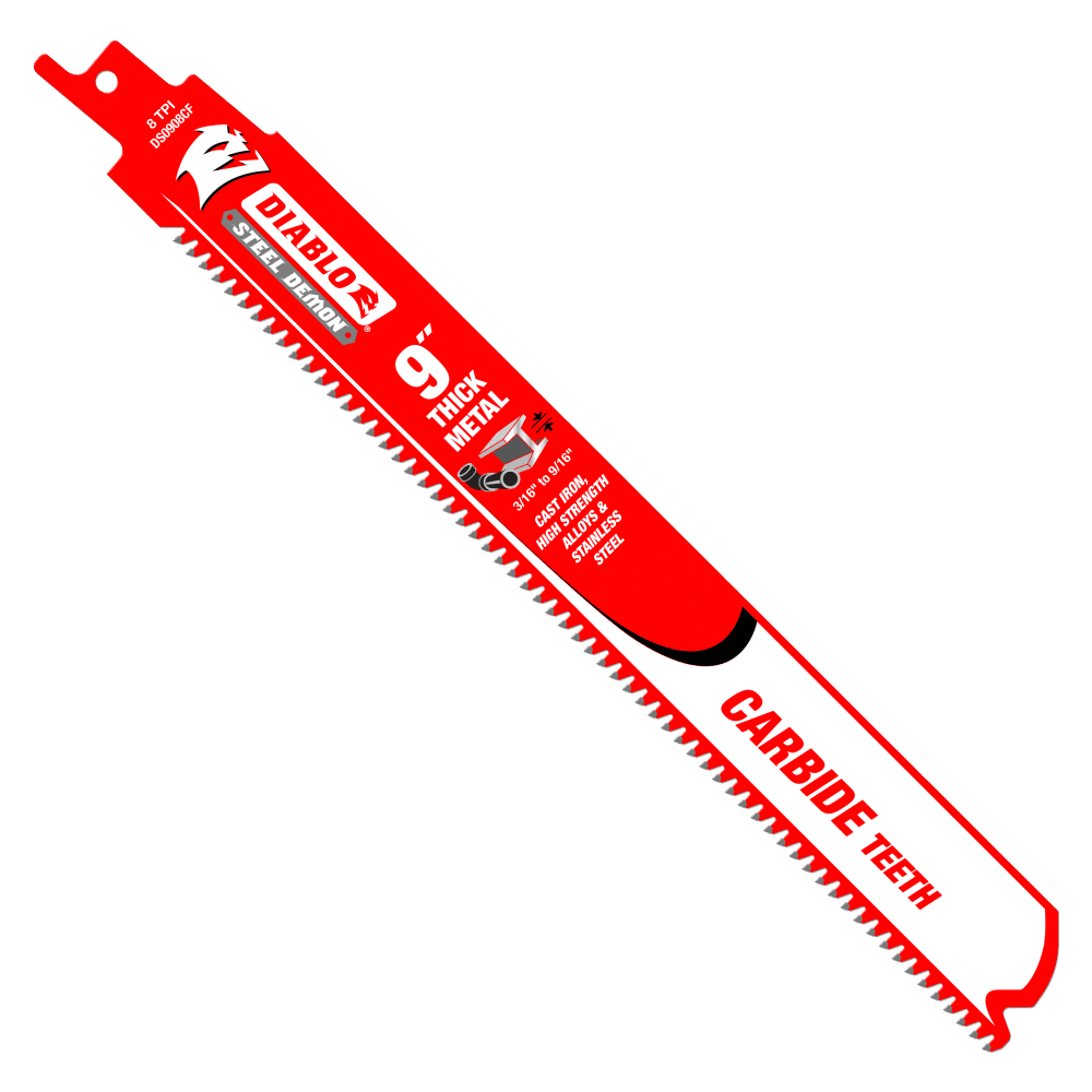 DIABLO 9" 8/10-TPI CARBIDE-TIPPED THICK METAL RECIPROCATING SAW BLADES - 3 PACK - Kilrich Building Centres