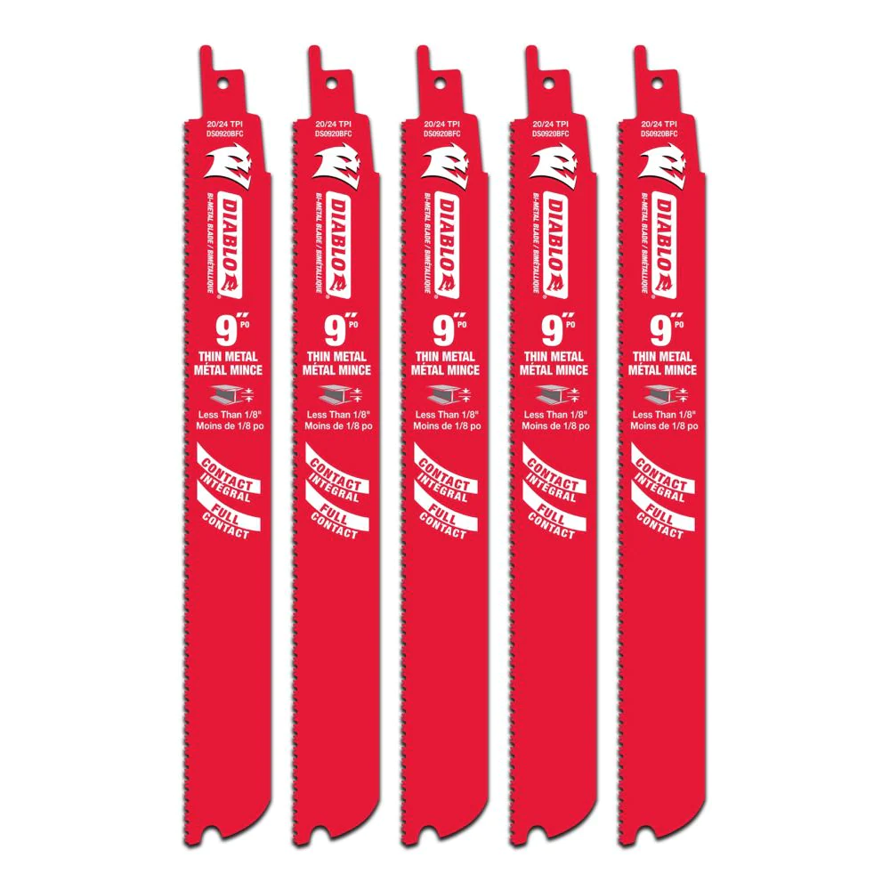 DIABLO 9" 20/24-TPI THIN METAL RECIPROCATING SAW BLADES - 5 PACK - Kilrich Building Centres