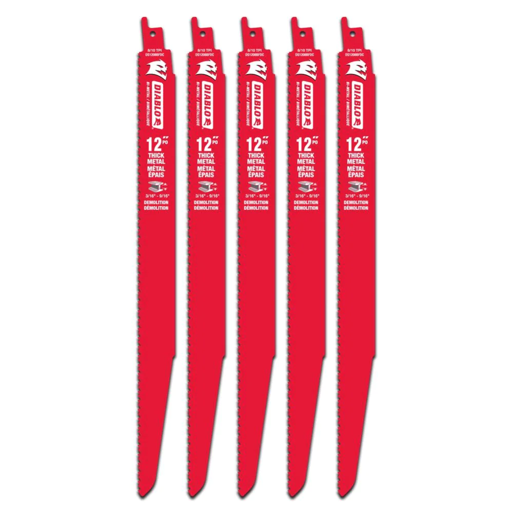 DIABLO 12" 8/10-TPI THICK METAL RECIPROCATING SAW BLADES - 5 PACK - Kilrich Building Centres