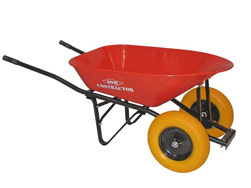 ERIE E-1018-D CONTRACTOR WHEELBARROW w/ STEEL HANDLES, STEEL TRAY & DUAL FLAT FREE TIRES - Kilrich Building Centres
