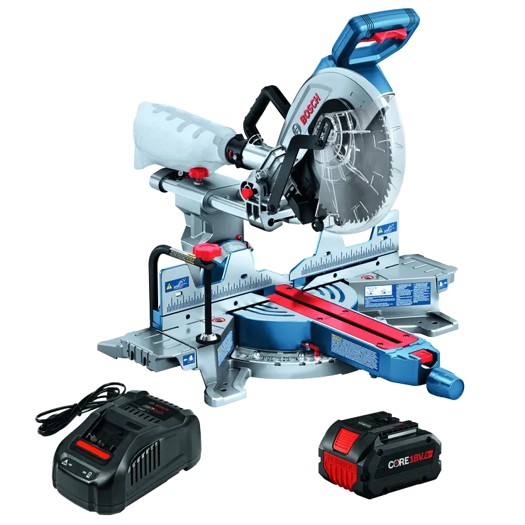 BOSCH 18V PRO FACTOR 10" SLIDING MITER SAW w/ 8.0ah CORE PERFORMANCE BATTERY - Kilrich Building Centres