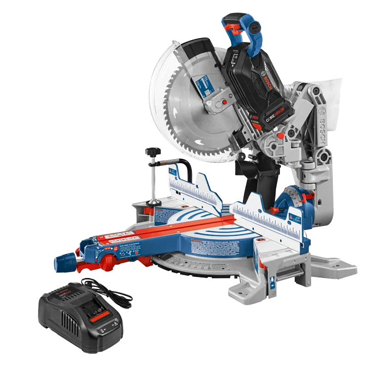 BOSCH 18V PROFACTOR 12" DUAL-BEVEL GLIDE MITER SAW KIT w/ 8.0 Ah CORE PERFORMANCE BATTERY - Kilrich Building Centres