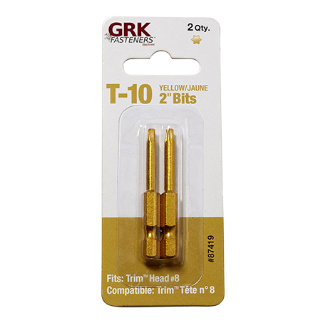 GRK T-10 2" YELLOW BITS 2PK - Kilrich Building Centres