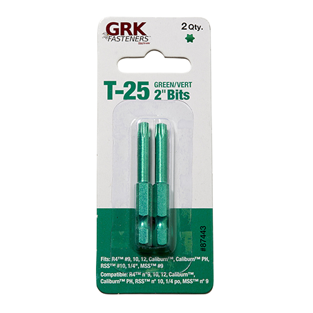 GRK T-25 2" GREEN BITS 2PK - Kilrich Building Centres