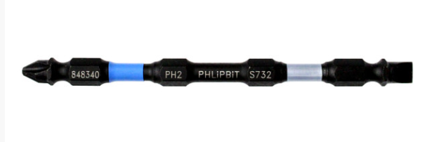 PHLiPBiT 4" #2 PHILLIPS & 7/32 SLOT REVERSIBLE BIT (BLUE / SILVER) - Kilrich Building Centres