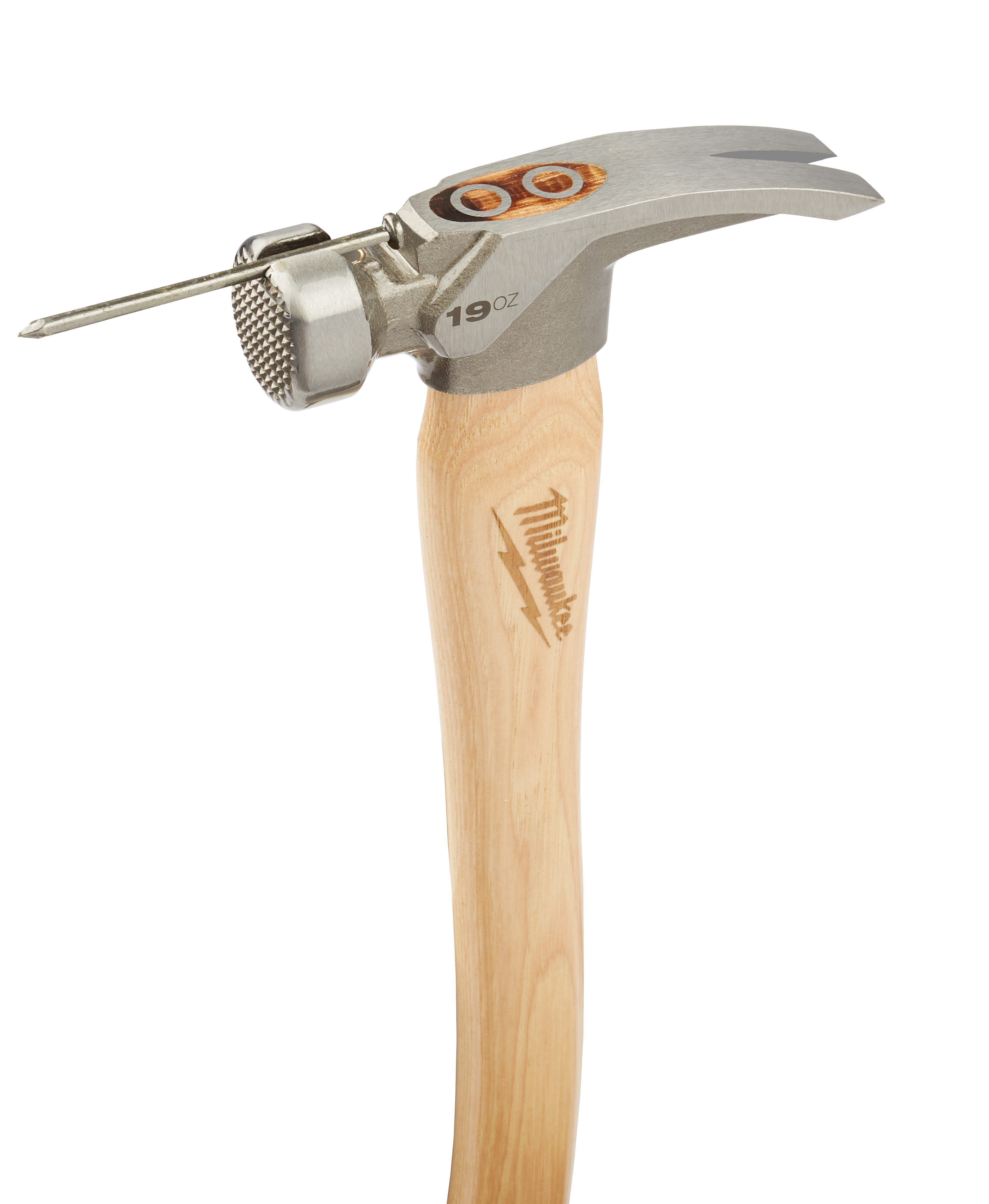 Main 2 - MILWAUKEE MILLED-FACE HAMMER w/ HICKORY HANDLE (19 oz.) -