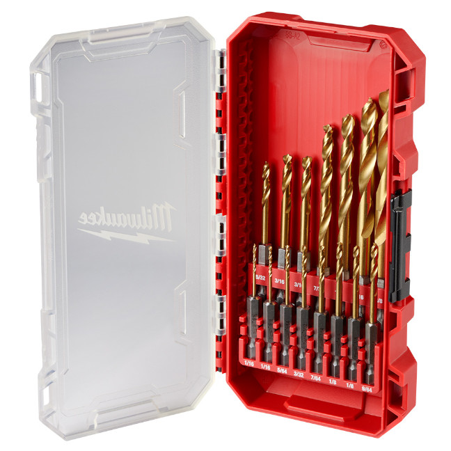 MILWAUKEE SHOCKWAVE IMPACT DUTY RED HELIX TITANIUM DRILL BIT SET (15 PIECES) - Kilrich Building Centres