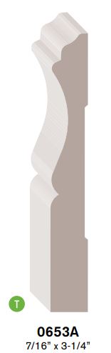 #653A FJP PRIMED COL. BASE
(7/16"X3-1/4")
(SOLD IN 16' LENGTHS) - Kilrich Building Centres