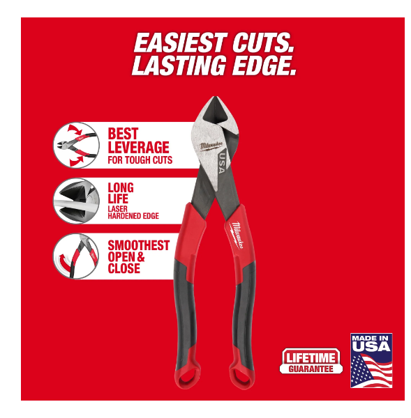 MILWAUKEE 7" Diagonal Comfort
Grip Cutting Pliers (USA) - Kilrich Building Centres