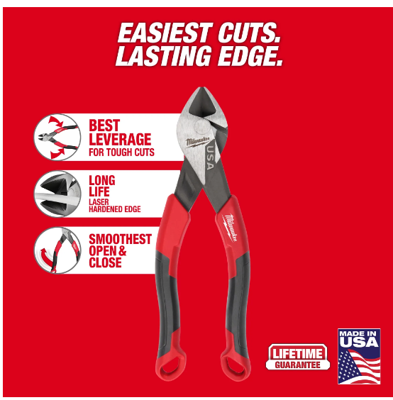 MILWAUKEE 6" Diagonal Comfort
Grip Cutting Pliers (USA) - Kilrich Building Centres
