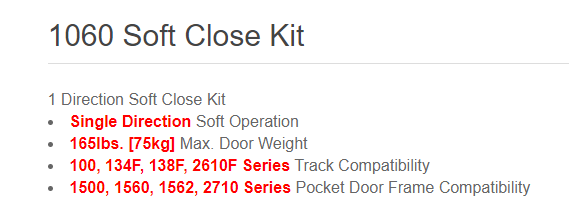 Main 2 - POCKET DOOR SOFT CLOSE KIT -