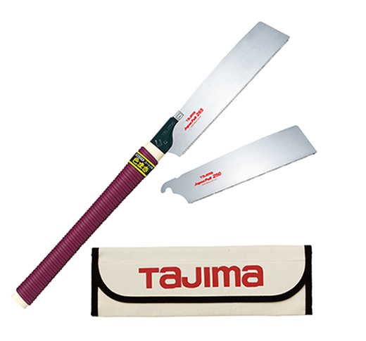 TAJIMA JAPAN PULL SAW SET w/ GNB250 (19 TPI), GNB265 (16 TPI) & CANVAS CARRYING CASE - Kilrich Building Centres
