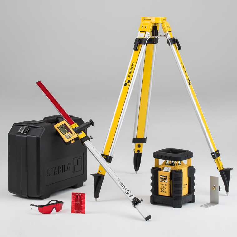 STABILA LAR350 DUAL SLOPE INTERIOR/EXTERIOR LASER KIT w/ TRIPOD & ELEVATION ROD - Kilrich Building Centres