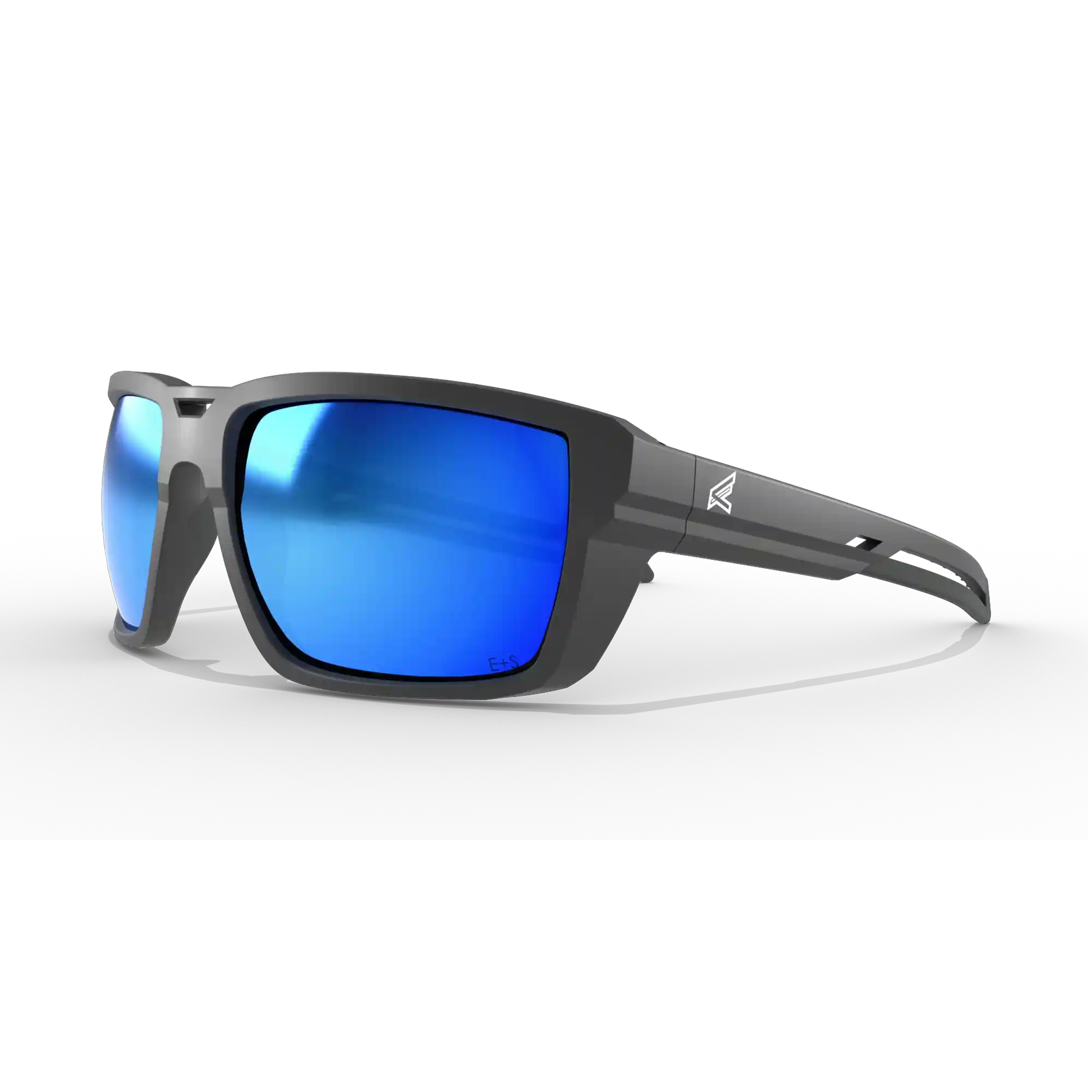EDGE LASSEN SAFETY GLASSES w/ MATTE BLACK FRAME / POLARIZED AQUA BLUE MIRROR LENSES - Kilrich Building Centres