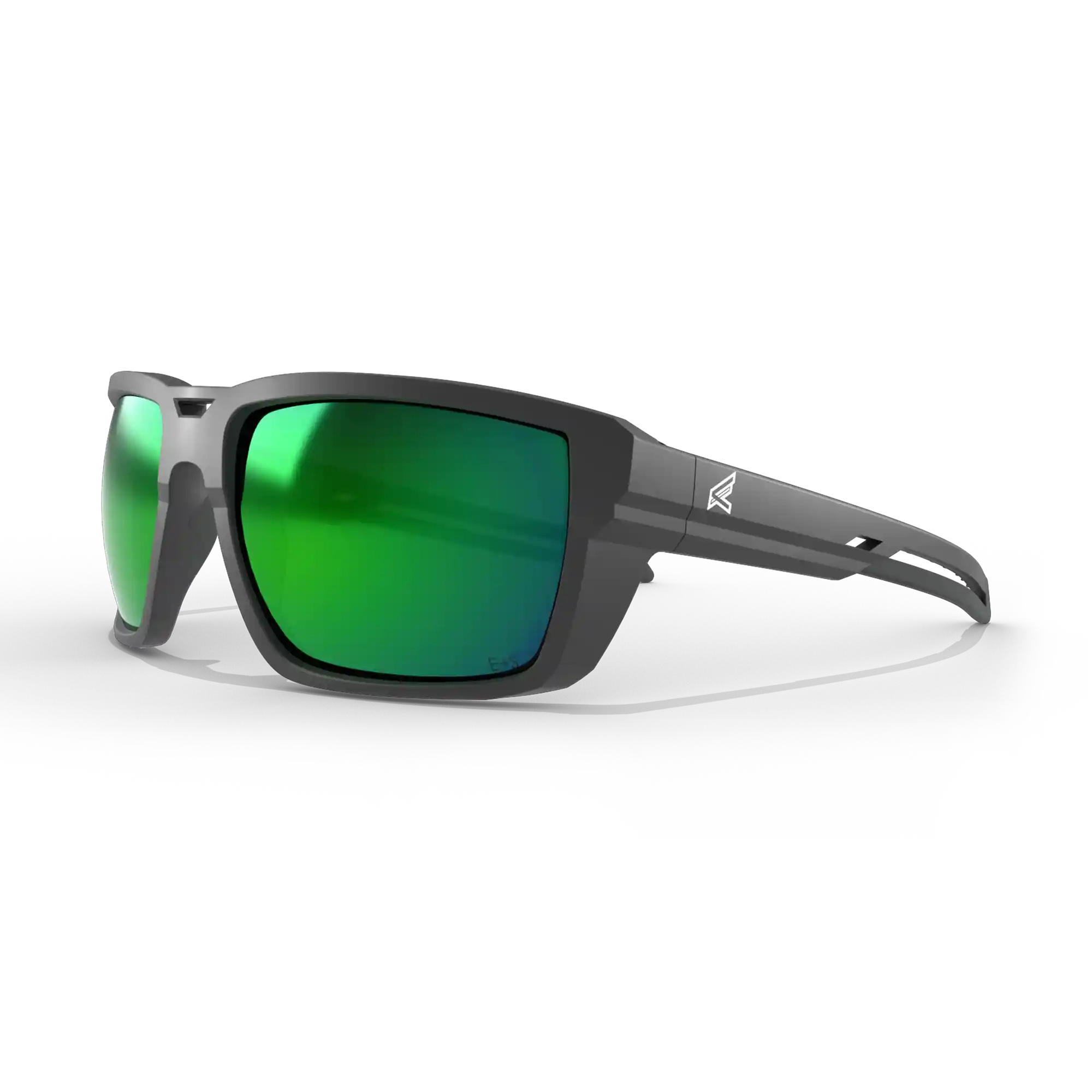 EDGE LASSEN SAFETY GLASSES w/ MATTE BLACK FRAME / POLARIZED AQUA GREEN MIRROR LENSES - Kilrich Building Centres