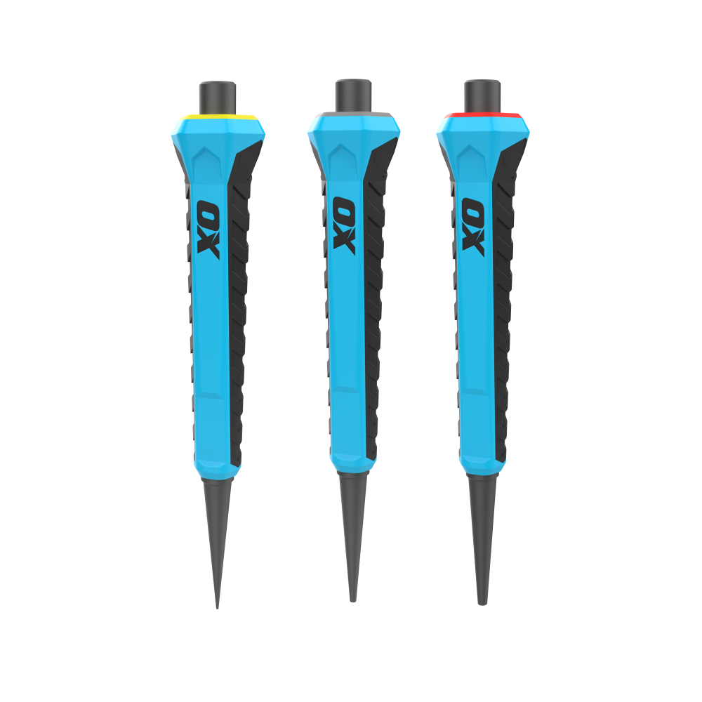 OX PRO NAIL PUNCH w/ GRIP 3-PACK (0.8mm, 1.6mm, 2.4mm) - Kilrich Building Centres
