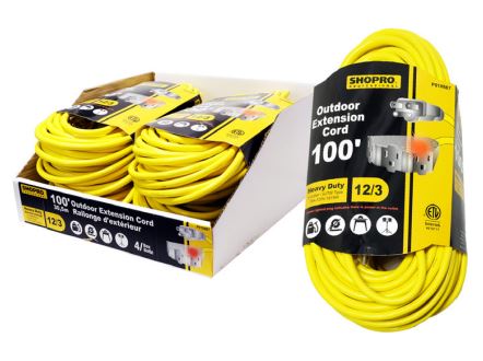 CORD EXT 3TAP LT 12/3 X 98FT YEL - Kilrich Building Centres