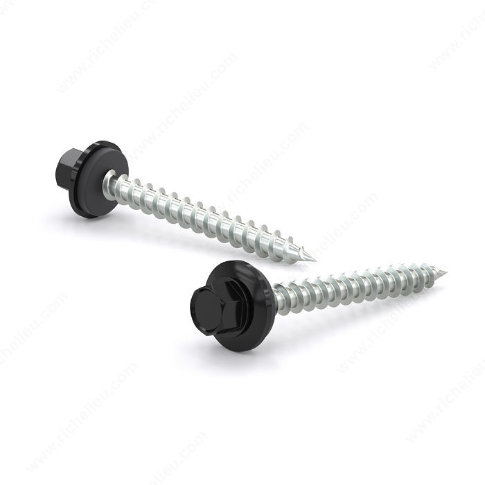 2" #9 HEX-HEAD METAL ROOFING SCREW w/ NEOPRENE WASHER - BLACK (100 PACK) - Kilrich Building Centres