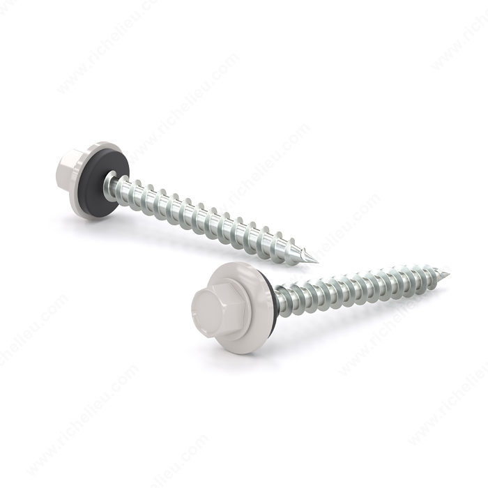 2" #9 HEX-HEAD METAL ROOFING SCREW w/ NEOPRENE WASHER - WHITE (100 PACK) - Kilrich Building Centres