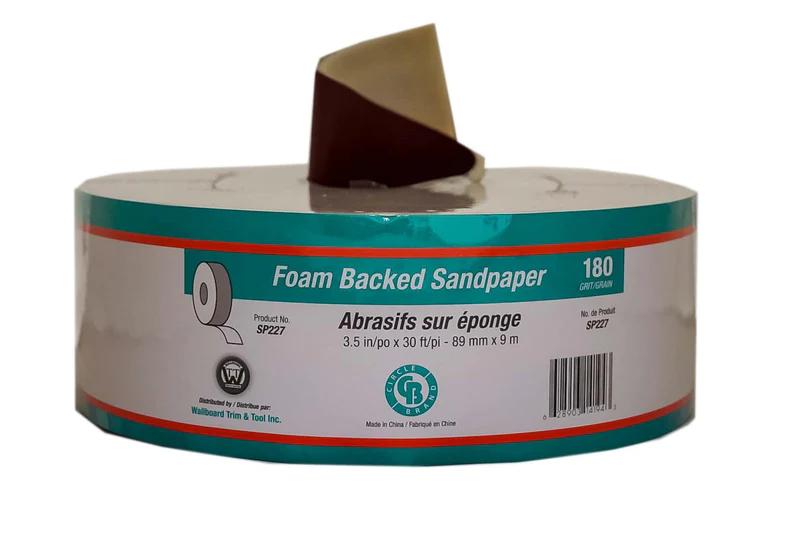 CIRCLE BRAND SPONGE BACK SANDPAPER ROLL 3.5" X 30' (180 GRIT) - Kilrich Building Centres