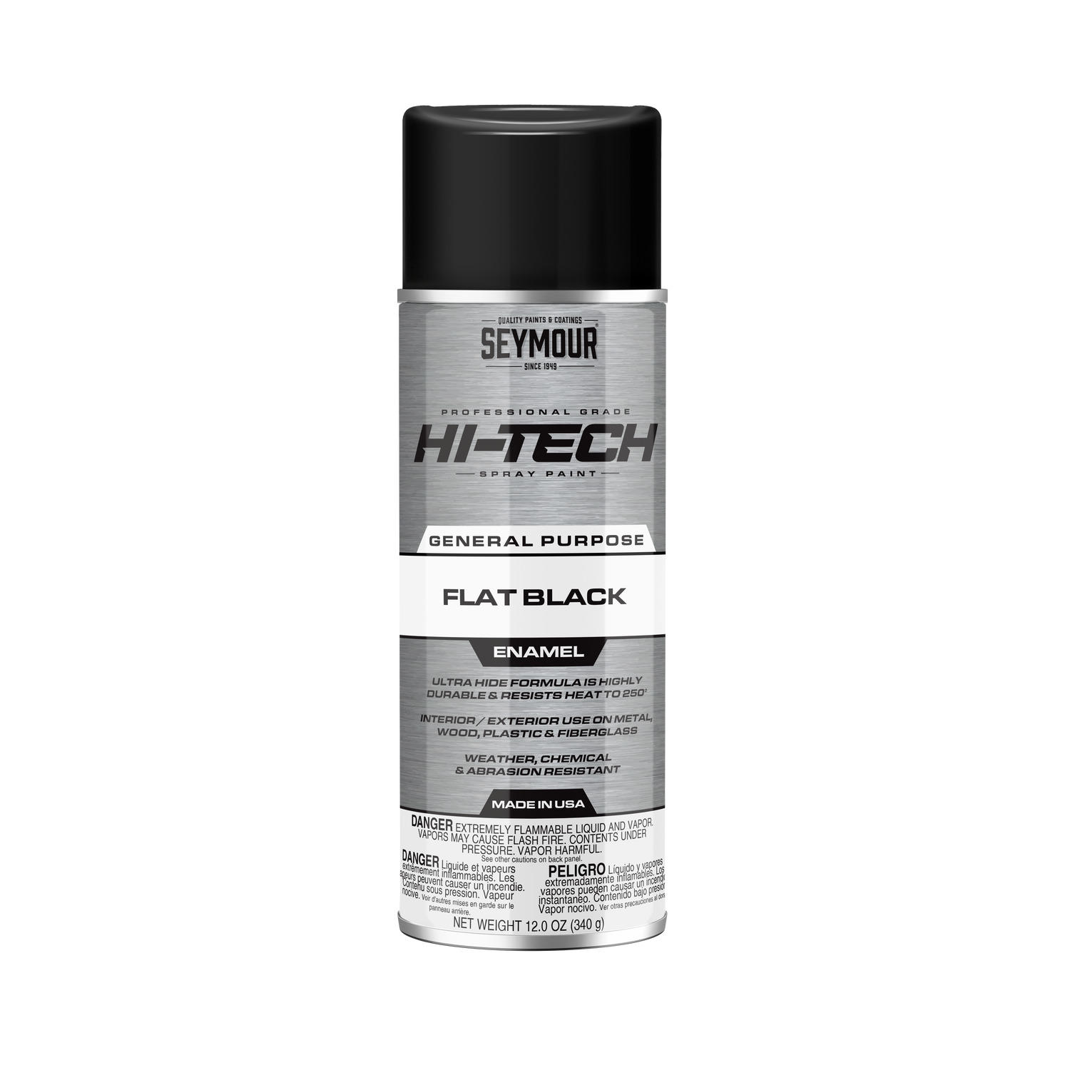 SEYMOUR HI-TECH ENAMEL SPRAY PAINT - FLAT BLACK (340 g) - Kilrich Building Centres