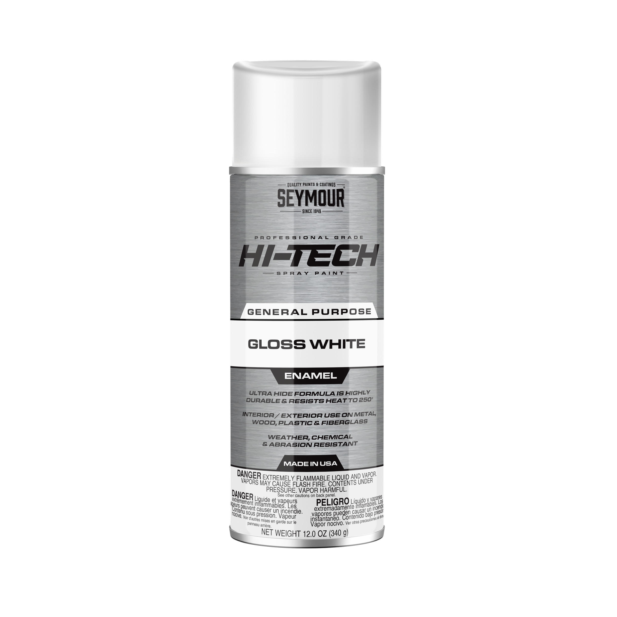 SEYMOUR HI-TECH ENAMEL SPRAY PAINT - GLOSS WHITE (340 g) - Kilrich Building Centres