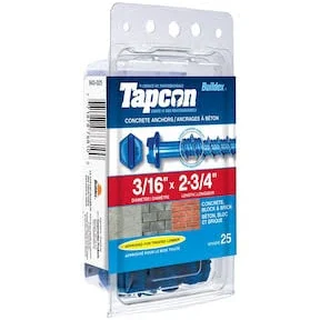 BX51022: TAPCON 3/16 X 2-3/4 HX
25PC - Kilrich Building Centres