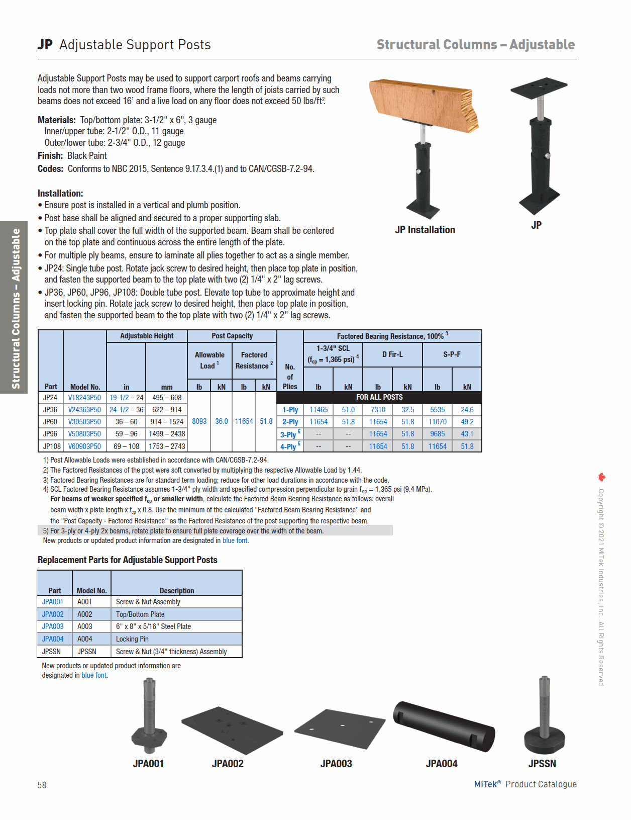 Main 2 - 6' TO 9' TELEPOST  #608 (8177
LBS MAX.) -