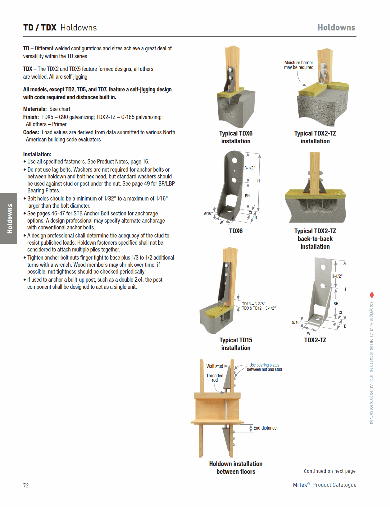 Main 2 - Holdown 2-1/16" x 8-1/8" 12 ga.
Triple Zinc HD3B -
