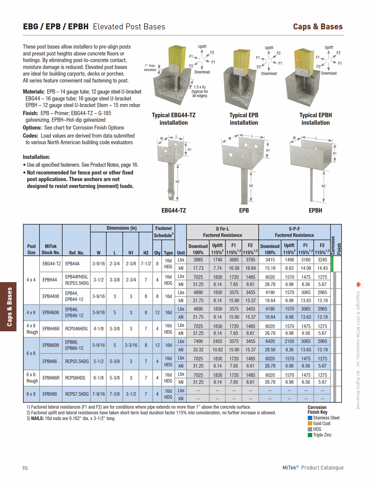 Main 2 -  5-1/2" x 5-1/2" POST HOLDER - GALVANIZED (EPBH66) -